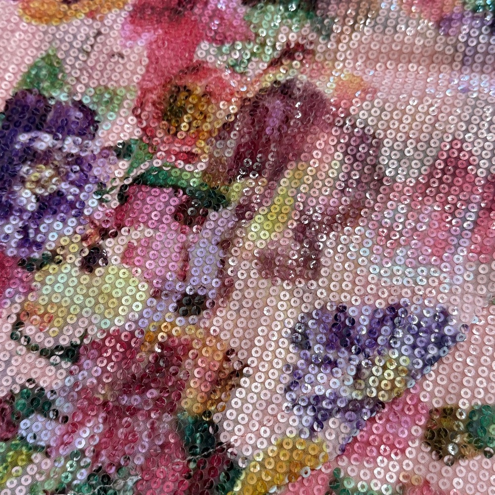 NWT Lulu's Pink Purple Sequined Floral Mini Faux Wrap Skirt M - Picture 2 of 5